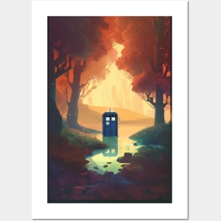 Tardis in Enchanted Forest Posters and Art